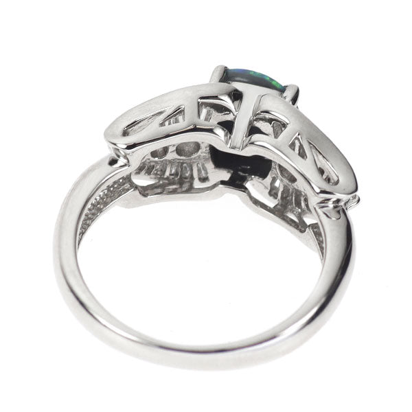 Pt900 ブラック オパール ダイヤモンド リング 0.67ct D0.60ct