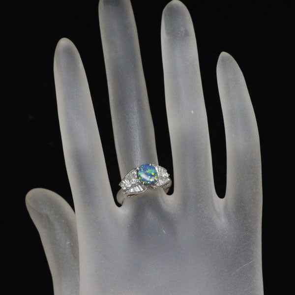 Pt900 ブラック オパール ダイヤモンド リング 0.67ct D0.60ct