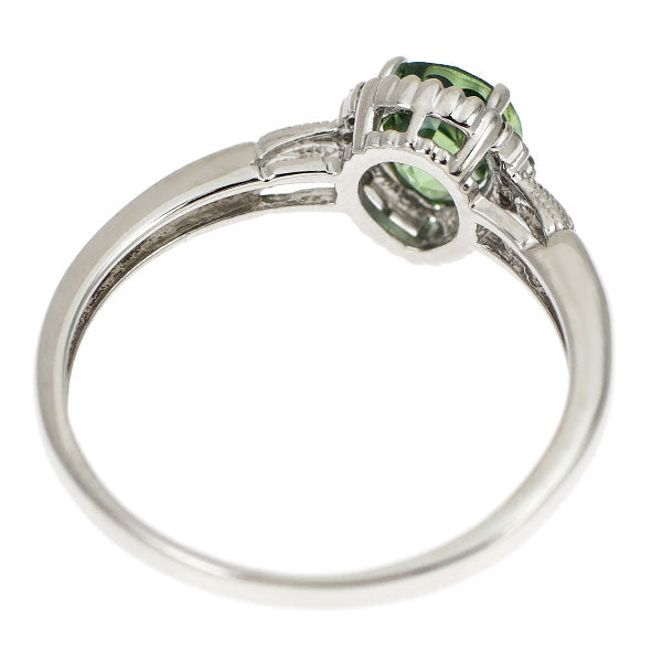 Pt900 ペアシェイプカット グリーン サファイア ダイヤモンド リング 1.03ct D0.03ct