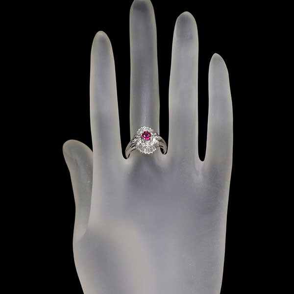 Pt900 ルビー ダイヤモンド リング 0.42ct D0.43ct
