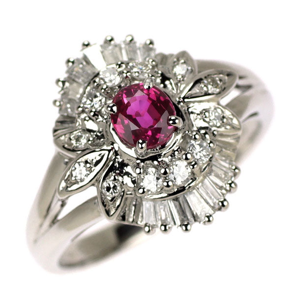 Pt900 ルビー ダイヤモンド リング 0.42ct D0.43ct