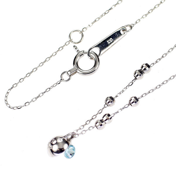 K10WG トリートブルー ダイヤモンド ペンダントネックレス 0.05ct