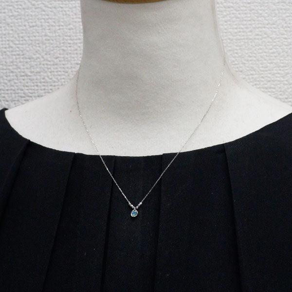 K10WG トリートブルー ダイヤモンド ペンダントネックレス 0.05ct