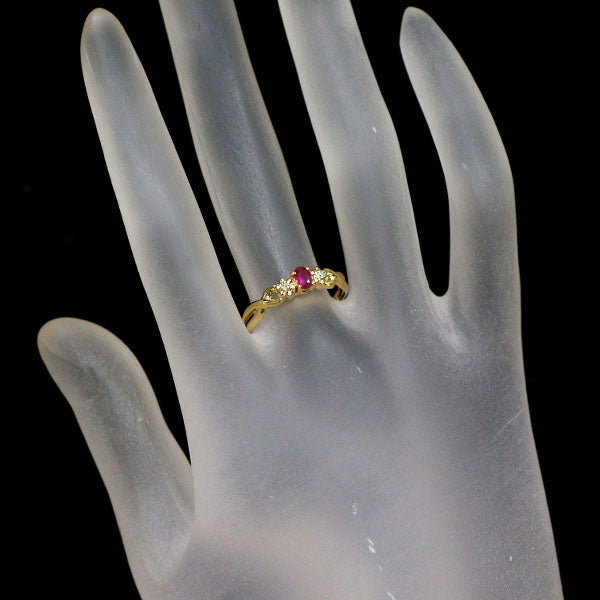 K18YG ルビー ダイヤモンド リング 0.20ct D0.01ct