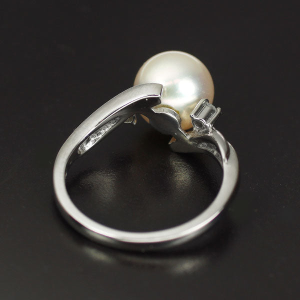 Pt900 アコヤ 真珠/パール ダイヤモンド リング 径約8.3mm D0.03ct
