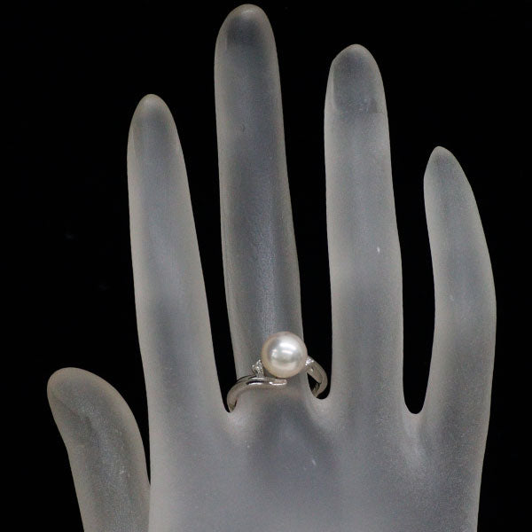 Pt900 アコヤ 真珠/パール ダイヤモンド リング 径約8.3mm D0.03ct