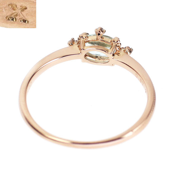 ビズー/BIZOUX K18PG アクアマリン ダイヤモンド リング 0.37ct D0.02ct
