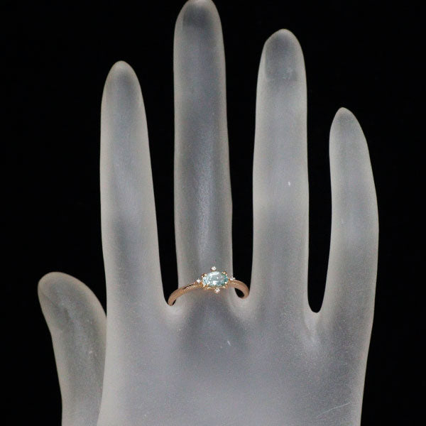 ビズー/BIZOUX K18PG アクアマリン ダイヤモンド リング 0.37ct D0.02ct