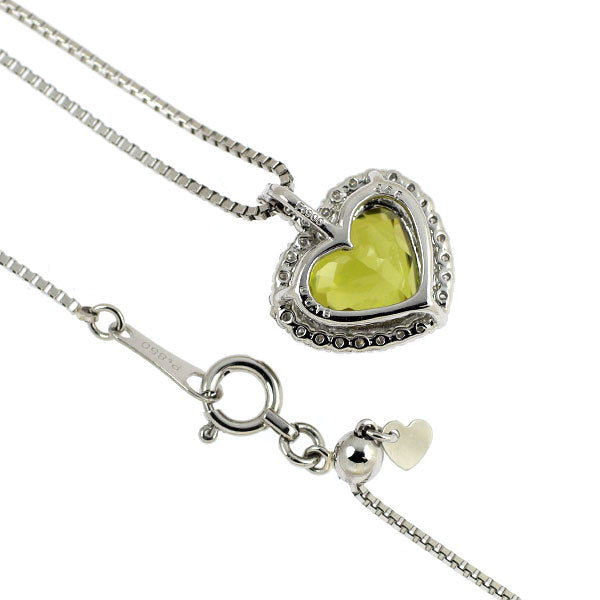 Pt900/Pt850 ハートシェイプ スフェーン ダイヤモンド ペンダントネックレス 2.66ct D0.18ct