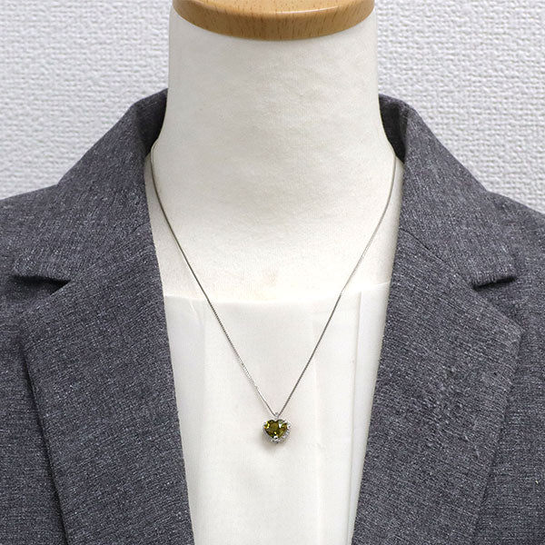 Pt900/Pt850 ハートシェイプ スフェーン ダイヤモンド ペンダントネックレス 2.66ct D0.18ct