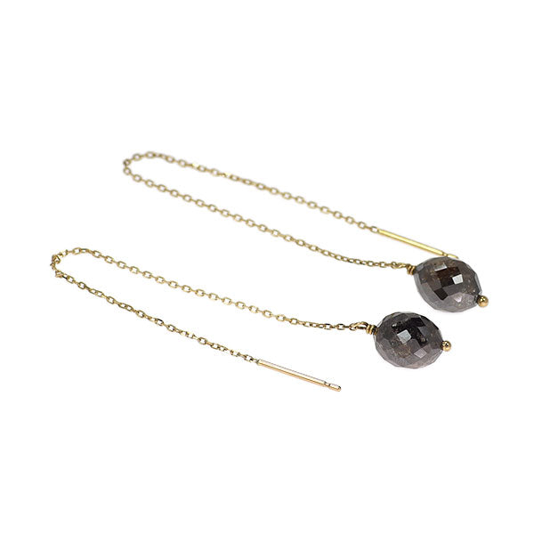 K10YG ブラック ダイヤモンド ピアス 5.65ct アメリカン