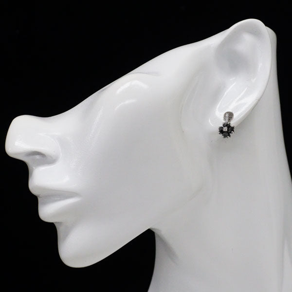 Pt950/ Pt900 ブラックダイヤモンド ピアス 1.00ct D0.10ct クローバー