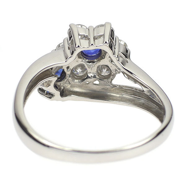 Pt900 サファイア ダイヤモンド リング 0.50ct D0.54ct フラワー