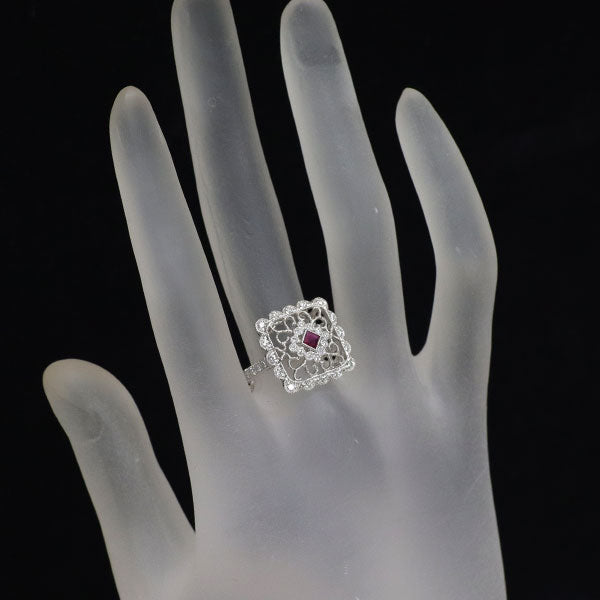 K18WG ルビー ダイヤモンド リング 0.18ct D0.36ct