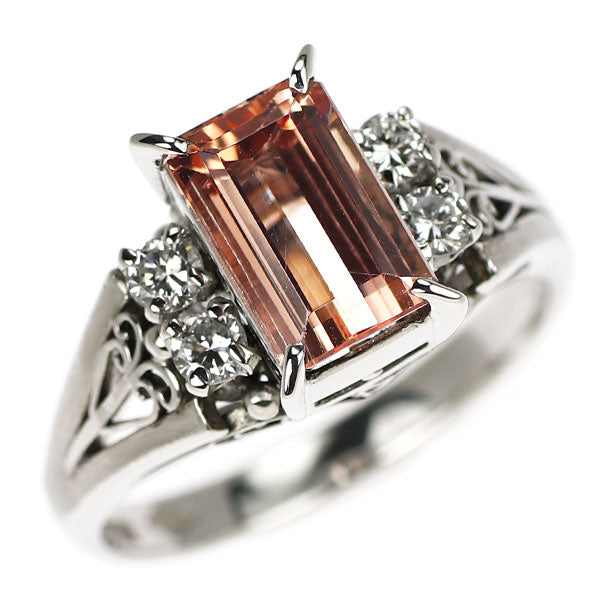 Pt900 インペリアルトパーズ ダイヤモンド リング 1.77ct D0.20ct