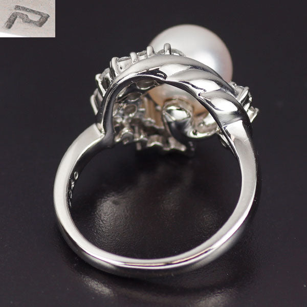 ポーラ Pt900 アコヤ 真珠 ダイヤモンド リング 径約8.2mm D0.44ct