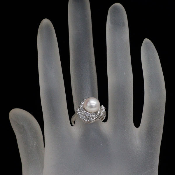 ポーラ Pt900 アコヤ 真珠 ダイヤモンド リング 径約8.2mm D0.44ct