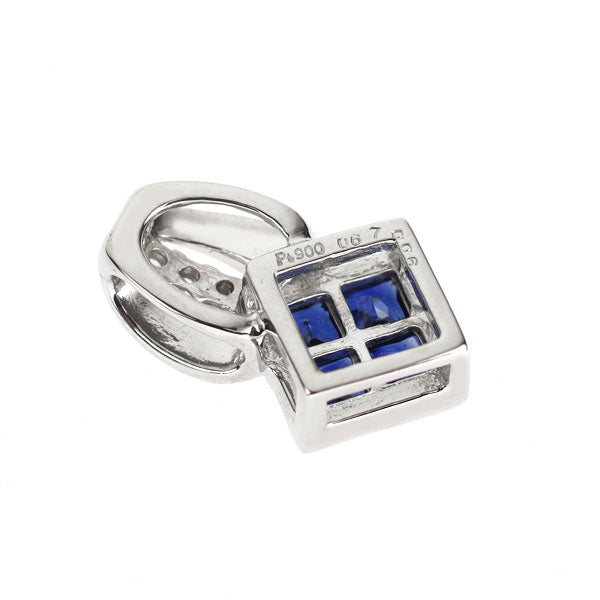 Pt900 サファイア ダイヤモンド ペンダントトップ 0.67ct D0.06ct ミステリーセッティング