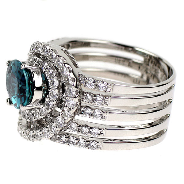 Pt900 インディゴライト トルマリン ダイヤモンド リング 1.61ct D1.48ct