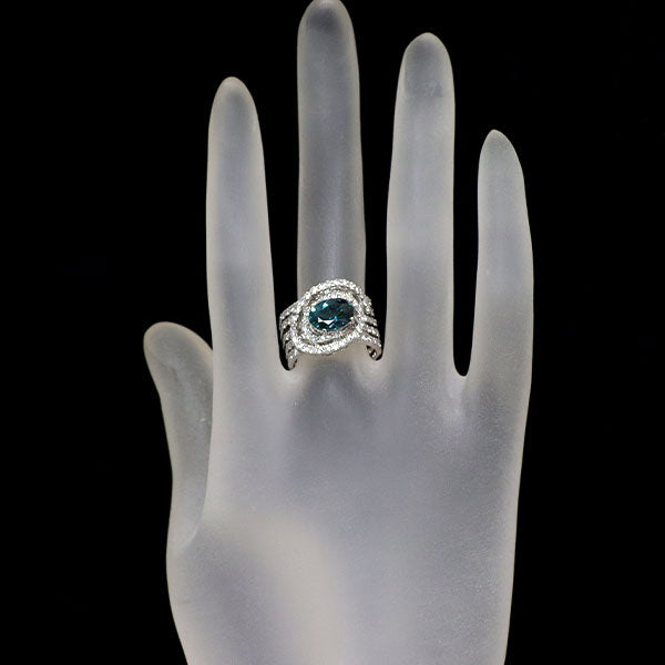 Pt900 インディゴライト トルマリン ダイヤモンド リング 1.61ct D1.48ct