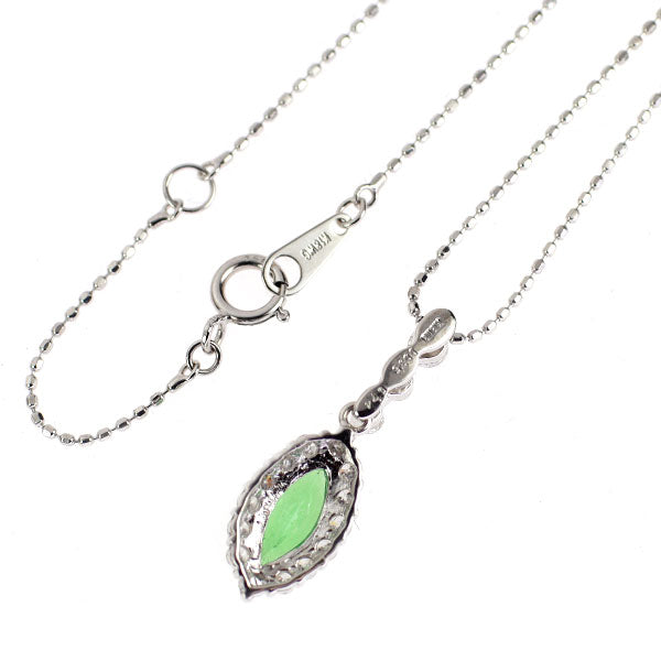 K18WG グリーンガーネット ダイヤモンド ペンダントネックレス 0.74ct D0.35ct
