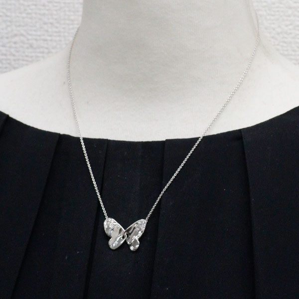 ミキモト K18WG ダイヤモンド ペンダントネックレス 0.20ct 蝶