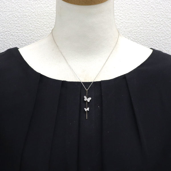 ポンテヴェキオ K18WG/PG ダイヤモンド ペンダントネックレス 0.16ct 蝶