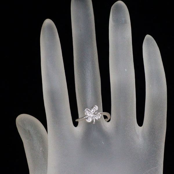 田崎真珠 K18WG ダイヤモンド リング 0.08ct クローバー