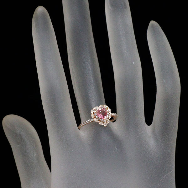新品 希少 K18PG ハートシェイプ パパラチアサファイア ダイヤモンド リング 0.551ct D0.24ct【エスコレ】