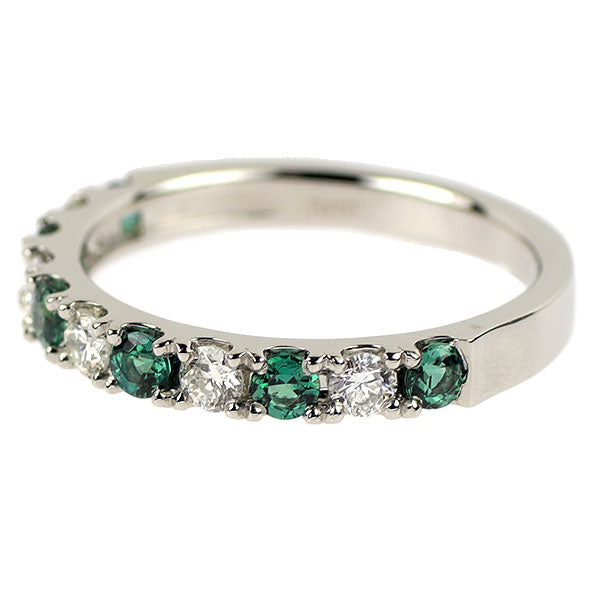 新品 希少 Pt950 ブラジル産 アレキサンドライト ダイヤモンド リング 0.44ct D0.33ct 【エスコレ】 ハーフエタニティ
