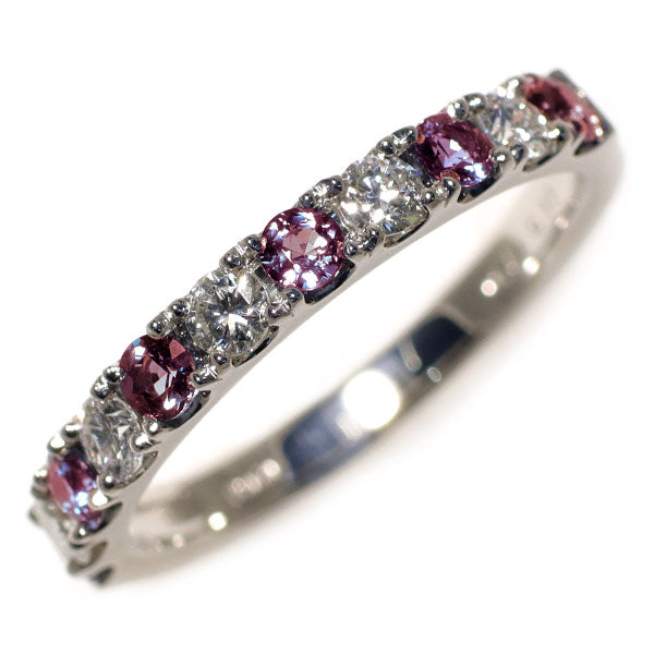 新品 希少 Pt950 ブラジル産 アレキサンドライト ダイヤモンド リング 0.44ct D0.33ct 【エスコレ】 ハーフエタニティ