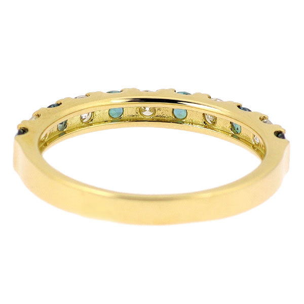 新品 希少 K18YG ブラジル産 アレキサンドライト ダイヤモンド リング 0.43ct D0.32ct 【エスコレ】 ハーフエタニティ