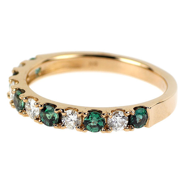 新品 希少 K18PG ブラジル産 アレキサンドライト ダイヤモンド リング 0.43ct D0.32ct 【エスコレ】ハーフエタニティ