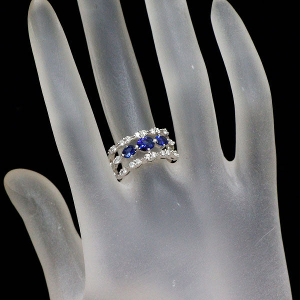 田崎真珠 K18WG サファイア ダイヤモンド リング 0.96ct D0.54ct