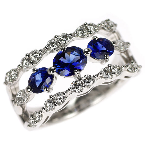 田崎真珠 K18WG サファイア ダイヤモンド リング 0.96ct D0.54ct