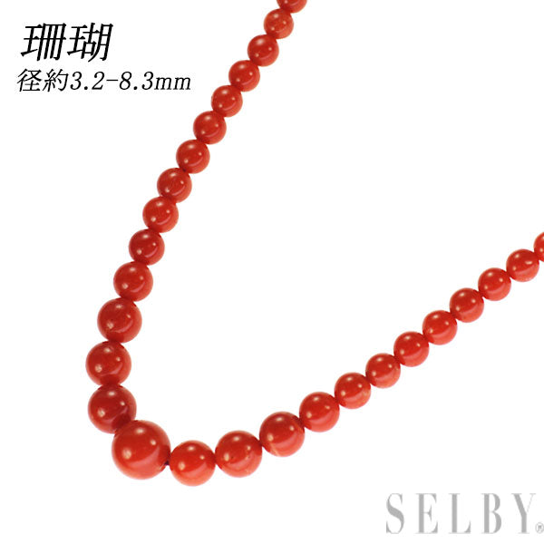 SV 珊瑚/サンゴ ネックレス 径約3.2-8.3mm