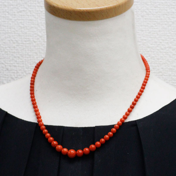 SV 珊瑚/サンゴ ネックレス 径約3.2-8.3mm