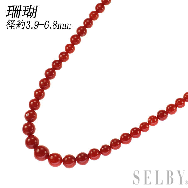 SV 珊瑚/サンゴ ネックレス 径約3.9-6.8mm