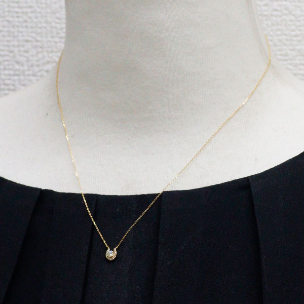 ヴァンドーム青山 K18YG ダイヤモンド ペンダントネックレス 0.10ct 馬蹄