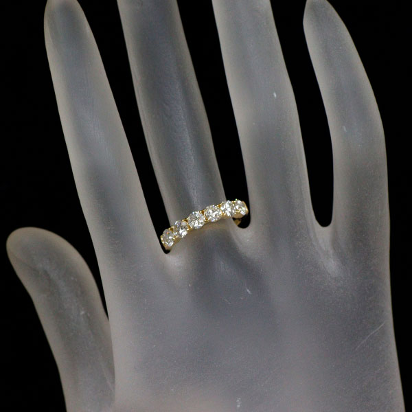 新品 K18YG 全石グレード付 ダイヤモンド リング 1.128ct H VS1-2 3EXHC-EXHC 【エスコレ】  ハーフエタニティ