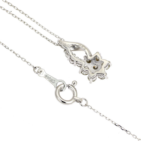 K18WG ダイヤモンド ペンダントネックレス 0.30ct フラワー
