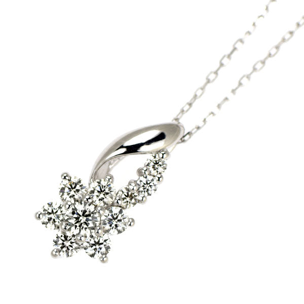 K18WG ダイヤモンド ペンダントネックレス 0.30ct フラワー