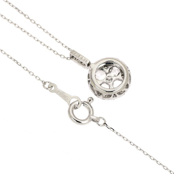 K18WG ローズカット/ラウンドブリリアントカット ダイヤモンド ペンダントネックレス 0.36ct