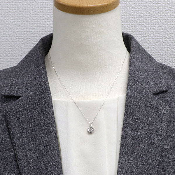 K18WG ローズカット/ラウンドブリリアントカット ダイヤモンド ペンダントネックレス 0.36ct