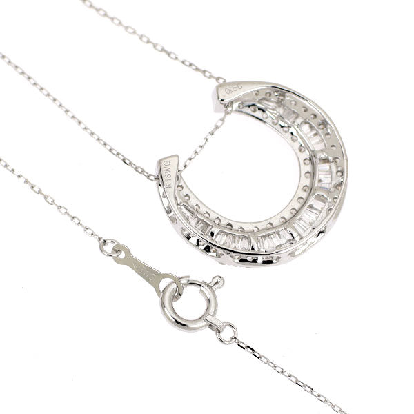 K18WG ダイヤモンド ペンダントネックレス 0.50ct 馬蹄 三日月 2way