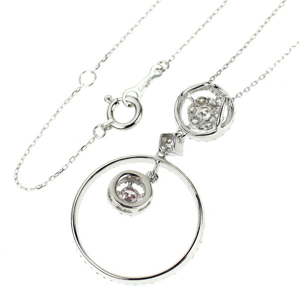 希少 K18WG 天然ピンク/カラーレス ダイヤモンド ペンダントネックレス 0.089ct D0.52ct