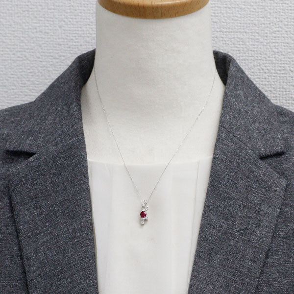 K18WG ルビー ダイヤモンド ペンダントネックレス 0.59ct D0.38ct