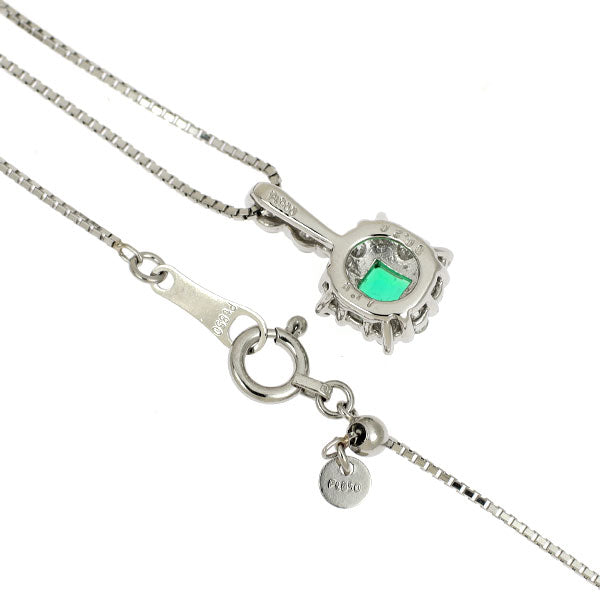 Pt900/ Pt850 エメラルド ダイヤモンド ペンダントネックレス 0.17ct D0.20ct