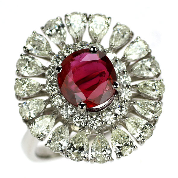 Pt900 タイ産 ルビー ダイヤモンド リング 2.04ct D1.87ct