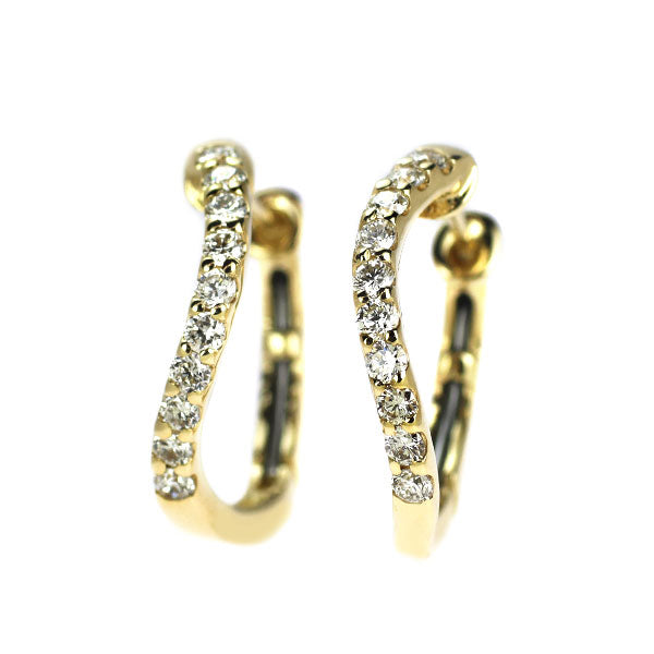 K18YG ダイヤモンド フープ ピアス 0.36ct